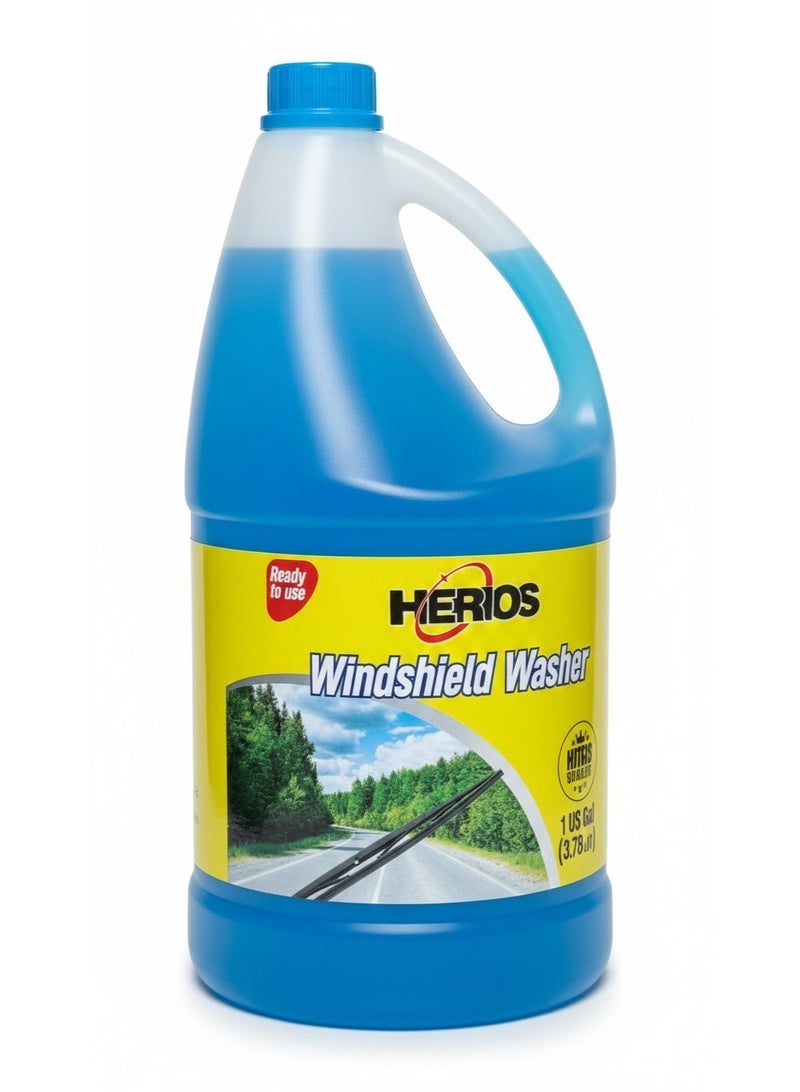 HERIOS Ready To Use Windshield Washer Fluid, 3.78 Litres for Windscreen Washing, Pre-diluted - Image 1